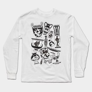 Greek Pottery - black and white Long Sleeve T-Shirt